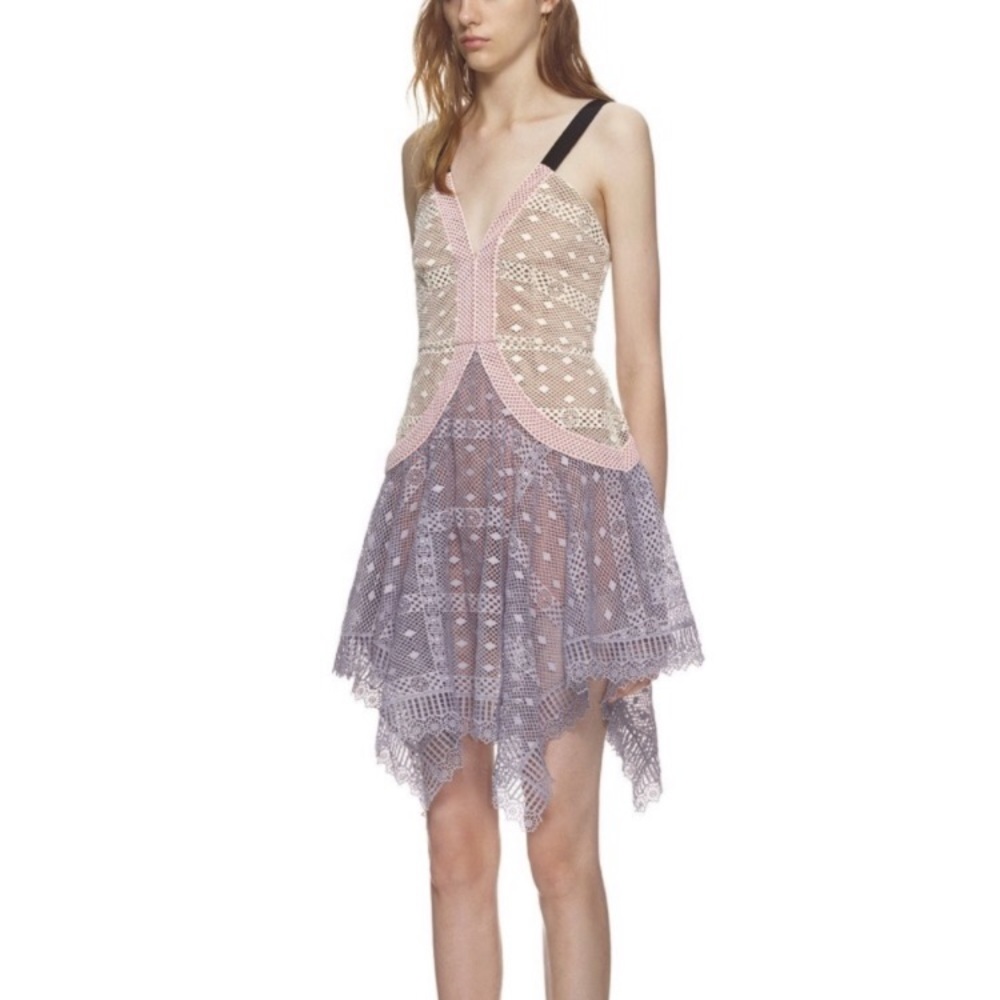 Self Portrait Lace Handkerchief Dress | High Quality Structure | Size 6